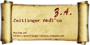 Zeitlinger Akács névjegykártya